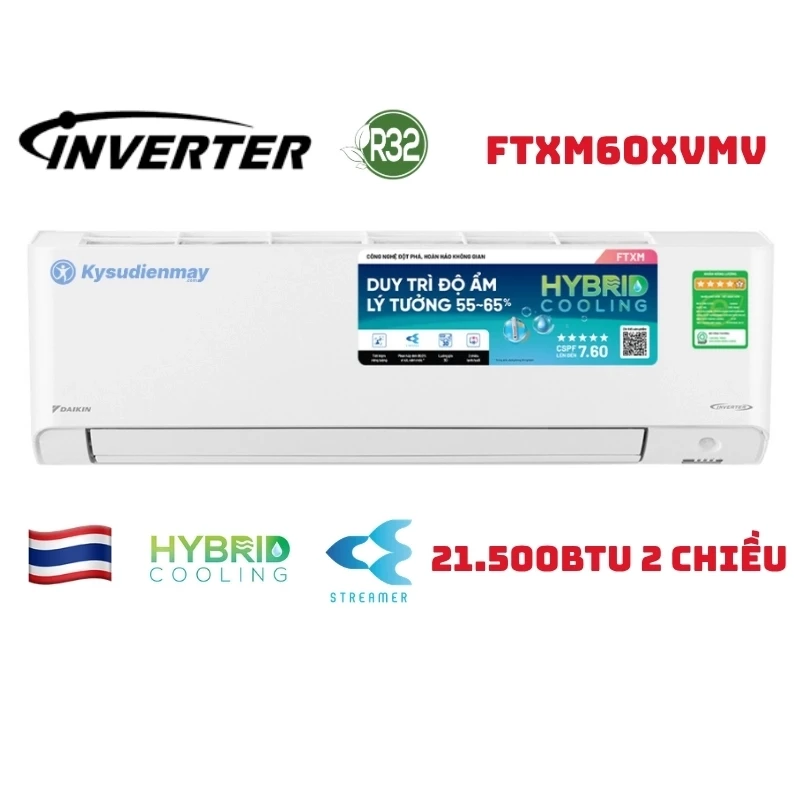 Điều Hoà Daikin 21500BTU 2 Chiều Inverter Cao Cấp FTXM60XVMV